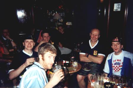 The boys, relaxing in the 'Tartan Army Bar'