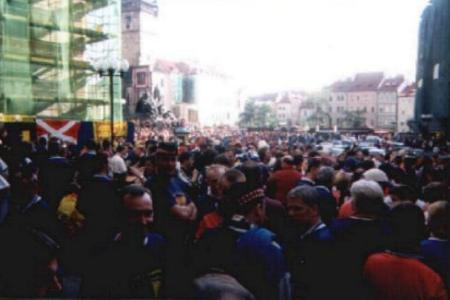 The crowd start to gather outside Caffrey's bar a couple of hours befor the game