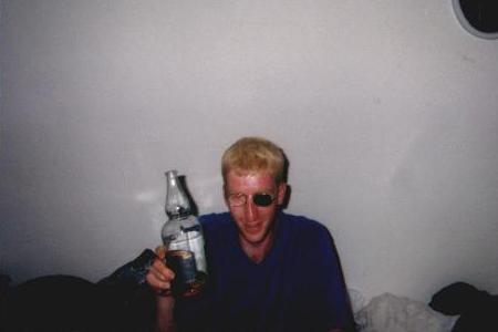 Skids wakes up to a bottle of Glen Moray only to find he's slept with his sunglasses on.