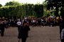 Scots fans gather under the Eiffel Tower on the day of the Brazil game